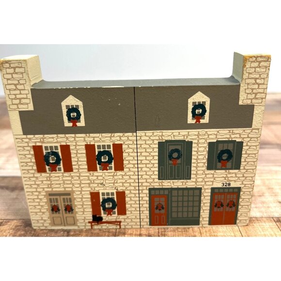 The Cats Meow St. Charles Christmas Series Stone Row Wooden Shelf Decor - Picture 1 of 3